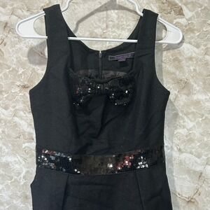 Forever 21 Black Sleeveless Party Dress with Sequin Bow‎ and Belt S/P
